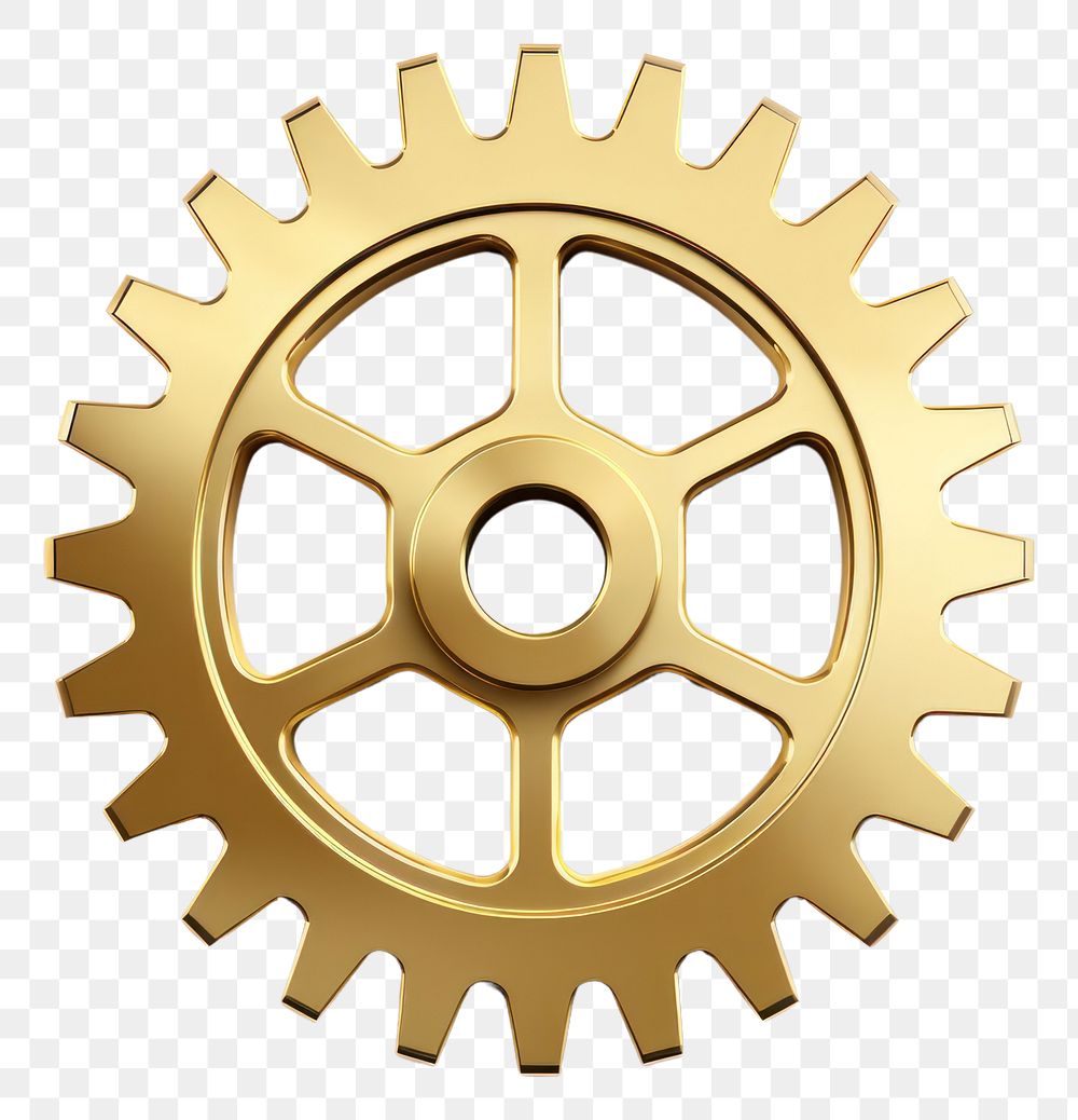 PNG Gear icon wheel gold white background.