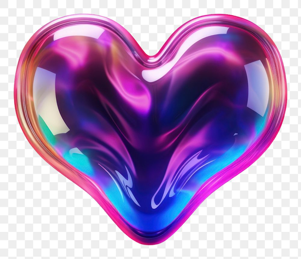 PNG  3D render of heart icon purple light neon.