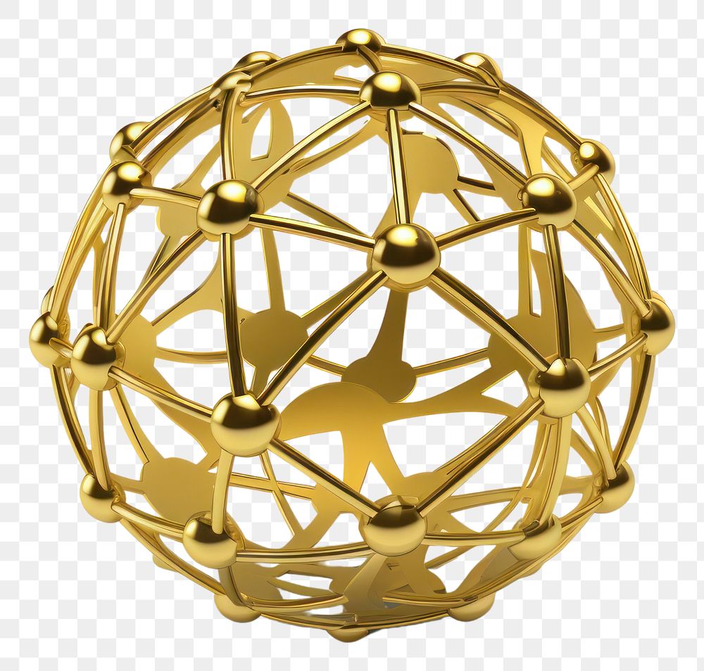 PNG Network icon sphere shiny gold.