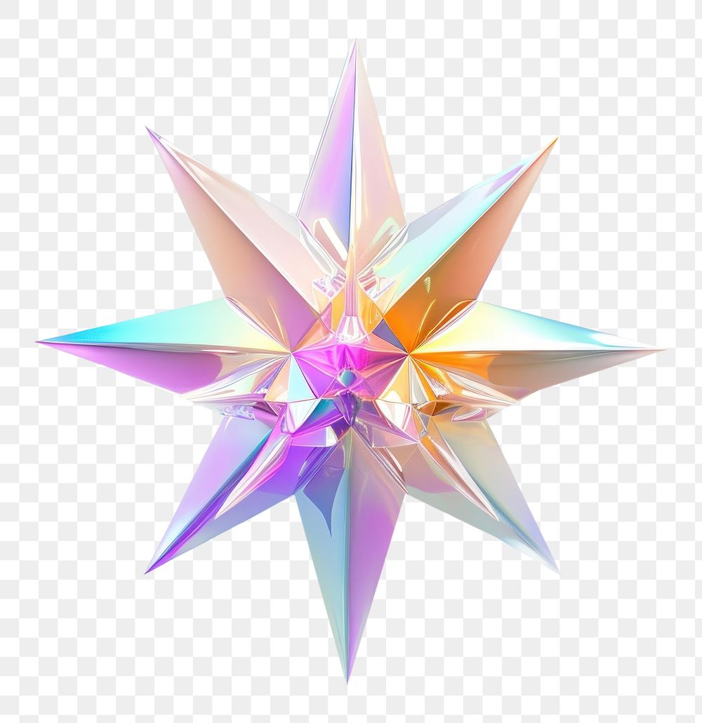 PNG Starburst shape iridescent origami white background celebration.