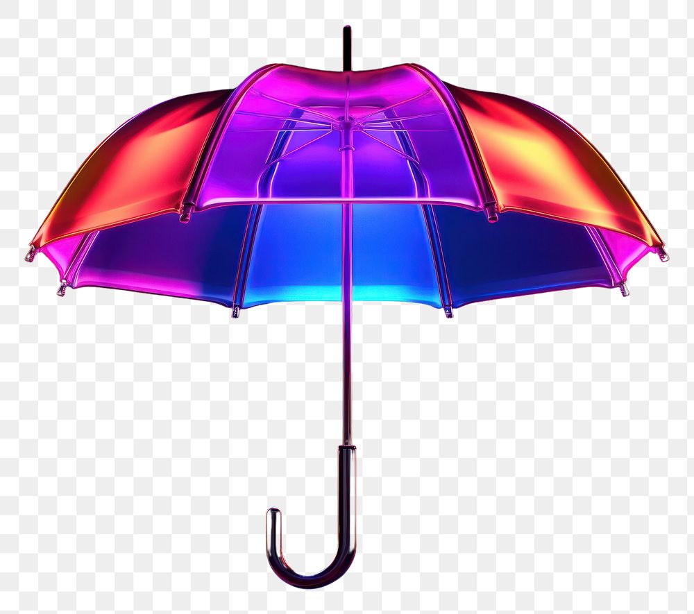 PNG  3D render neon umbrella icon rain illuminated protection.