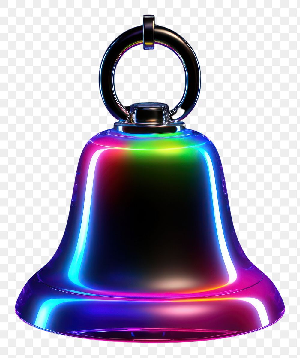 PNG  3D render neon bell icon light illuminated celebration.