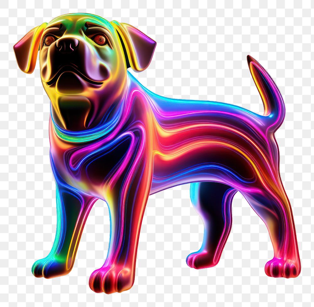 PNG  3D render neon dog icon animal mammal light.