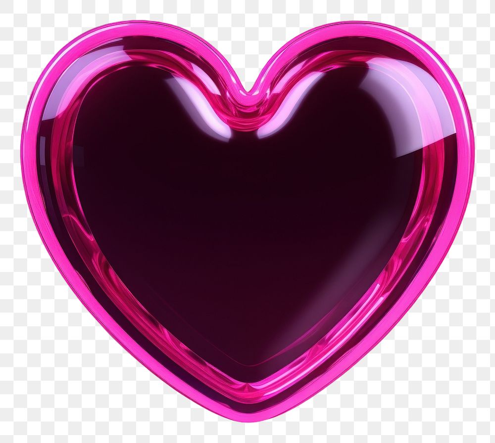 PNG  3D render neon heart icon light pink illuminated