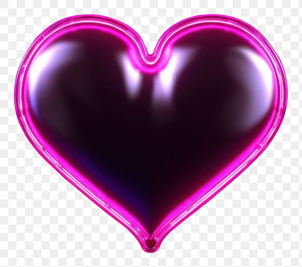 PNG  3D render neon heart icon purple light pink.