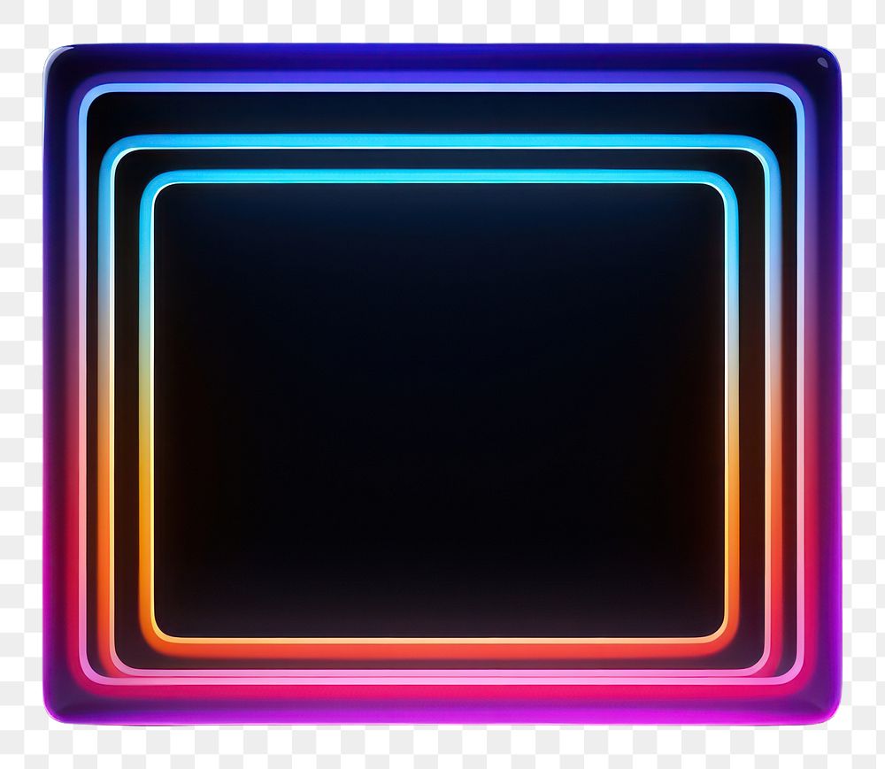 PNG  3D render neon sqoure icon light illuminated electronics.