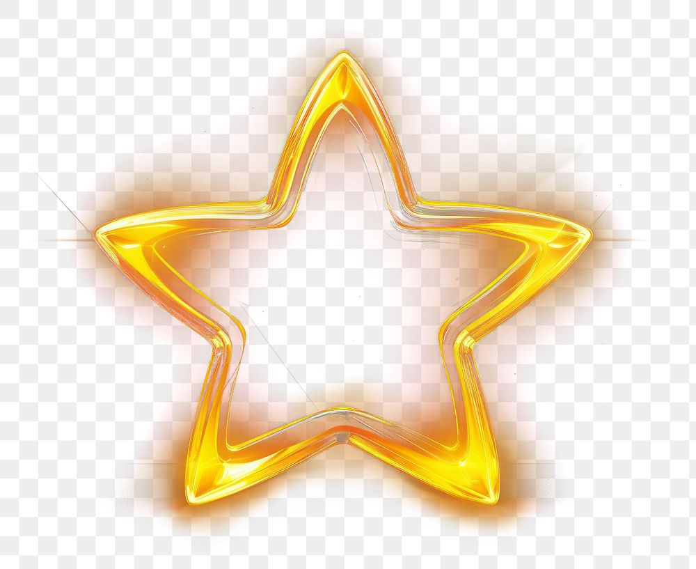 PNG  3D render neon star shape yellow symbol light.