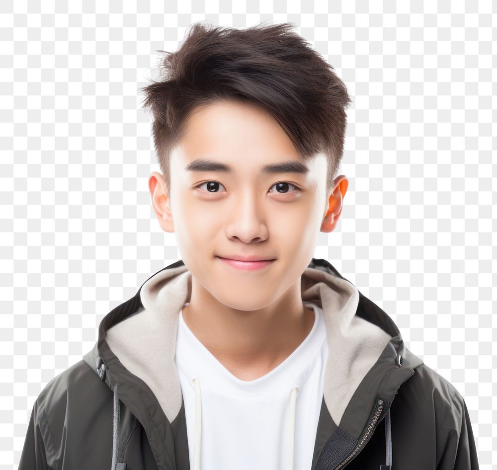PNG Teenager chinese boy portrait smile white background. AI generated Image by rawpixel.