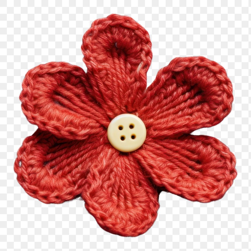 PNG A knit flower on denim pattern accessories creativity. AI generated Image by rawpixel.