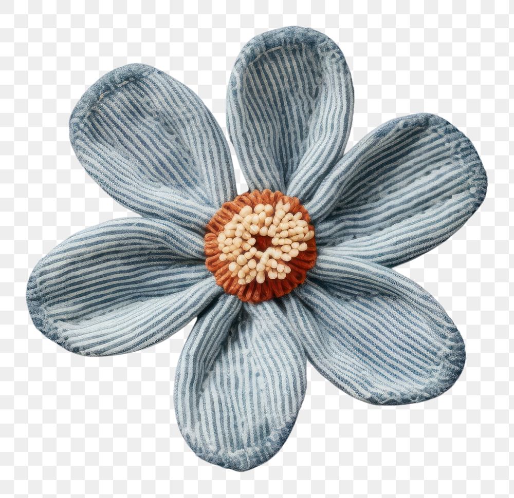 PNG A knit flower on denim pattern plant handicraft