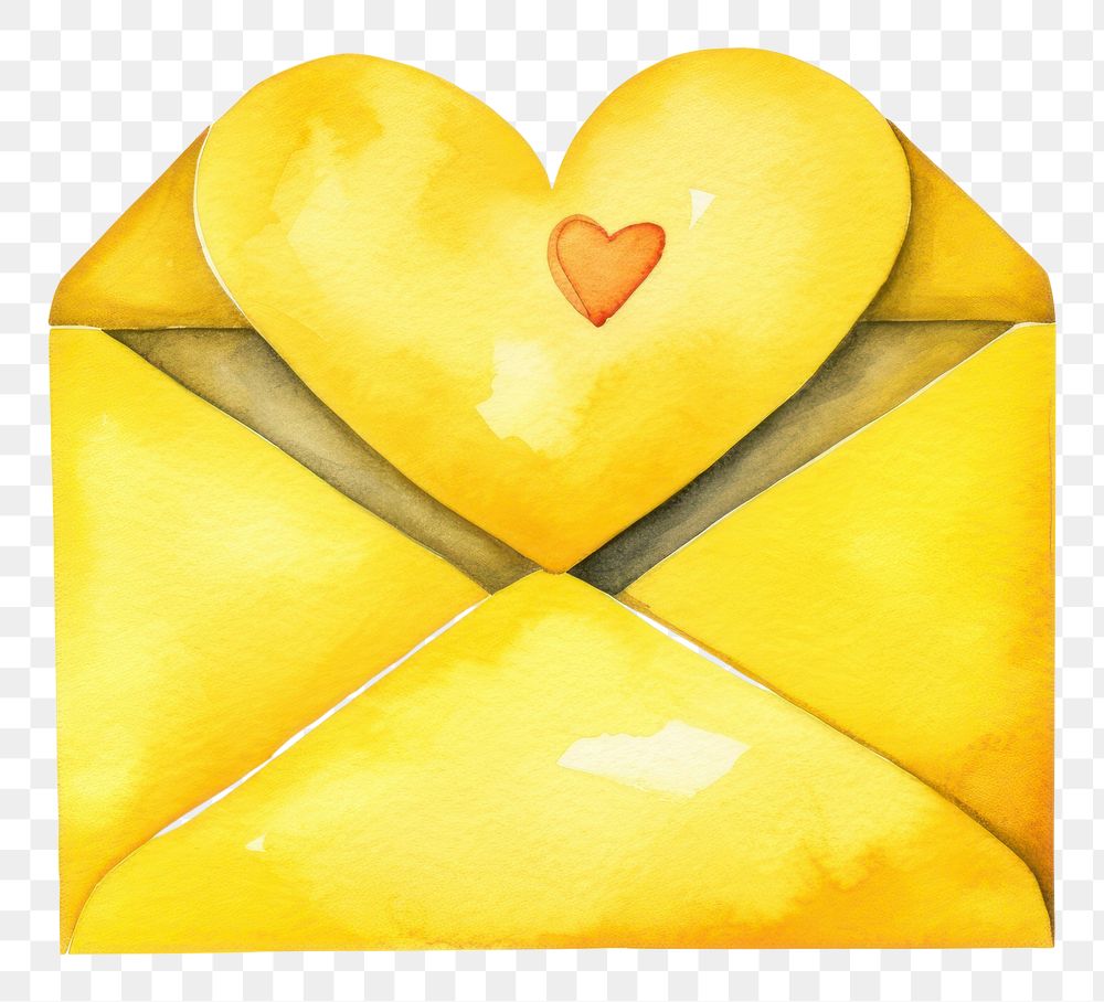 PNG Yellow letter envelope heart white background.