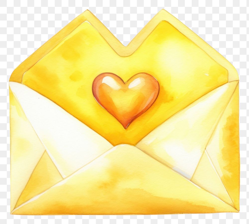 PNG Yellow letter envelope heart mail.