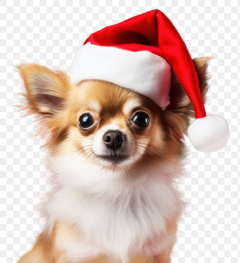 PNG  Dog chihuahua christmas papillon. AI generated Image by rawpixel.