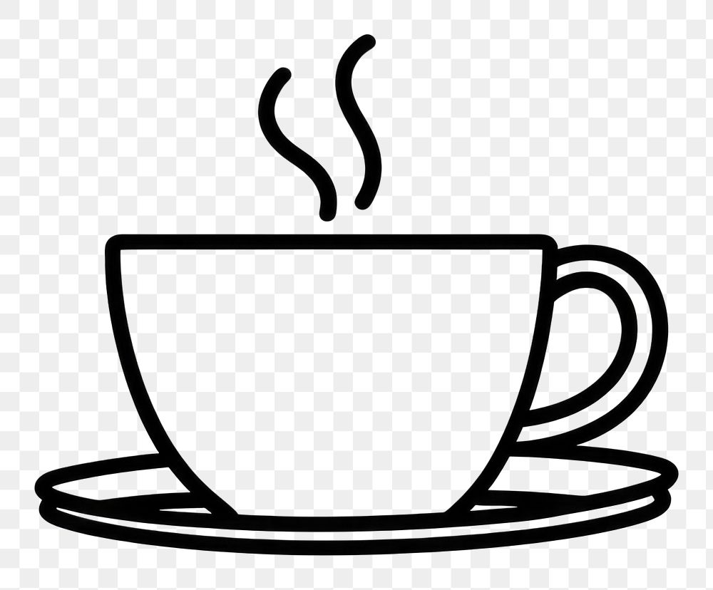 PNG Drawing of a coffee cup saucer drink line.