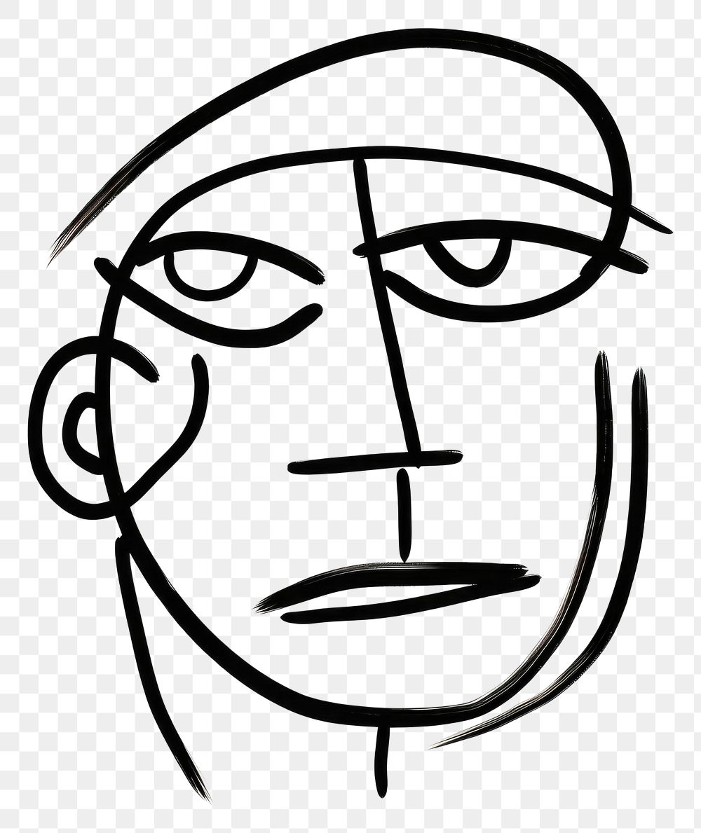 PNG Drawing of a human face sketch white line.