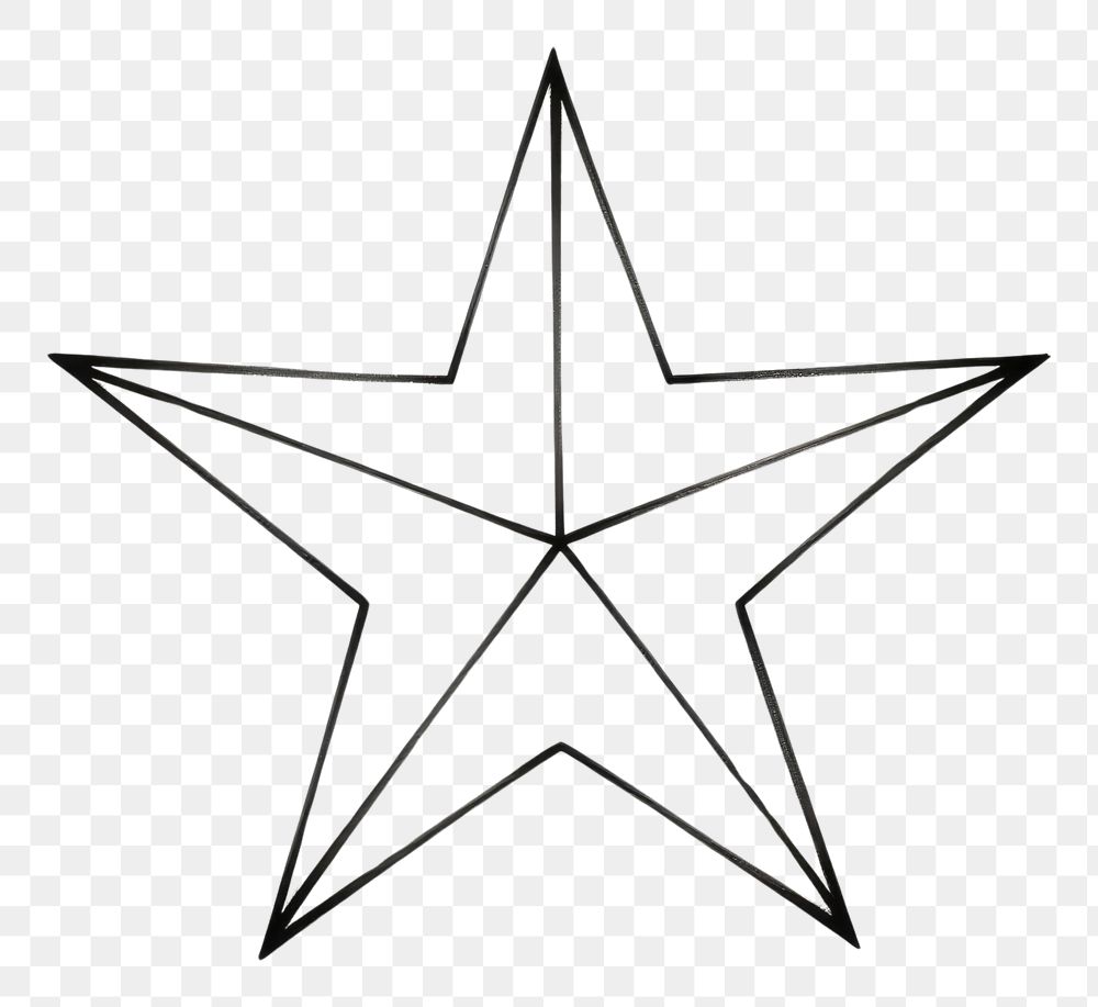 PNG Drawing of a star symbol white black.