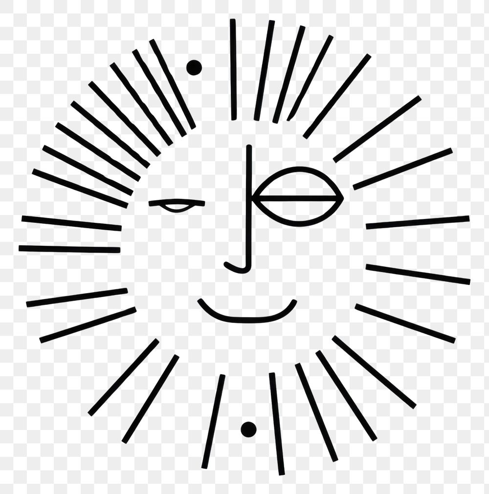 PNG Drawing of a sun sketch line illustrated.