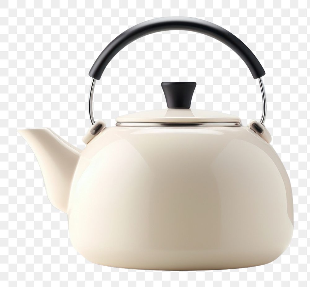 PNG Pottery off-white teapot pottery cookware kettle.