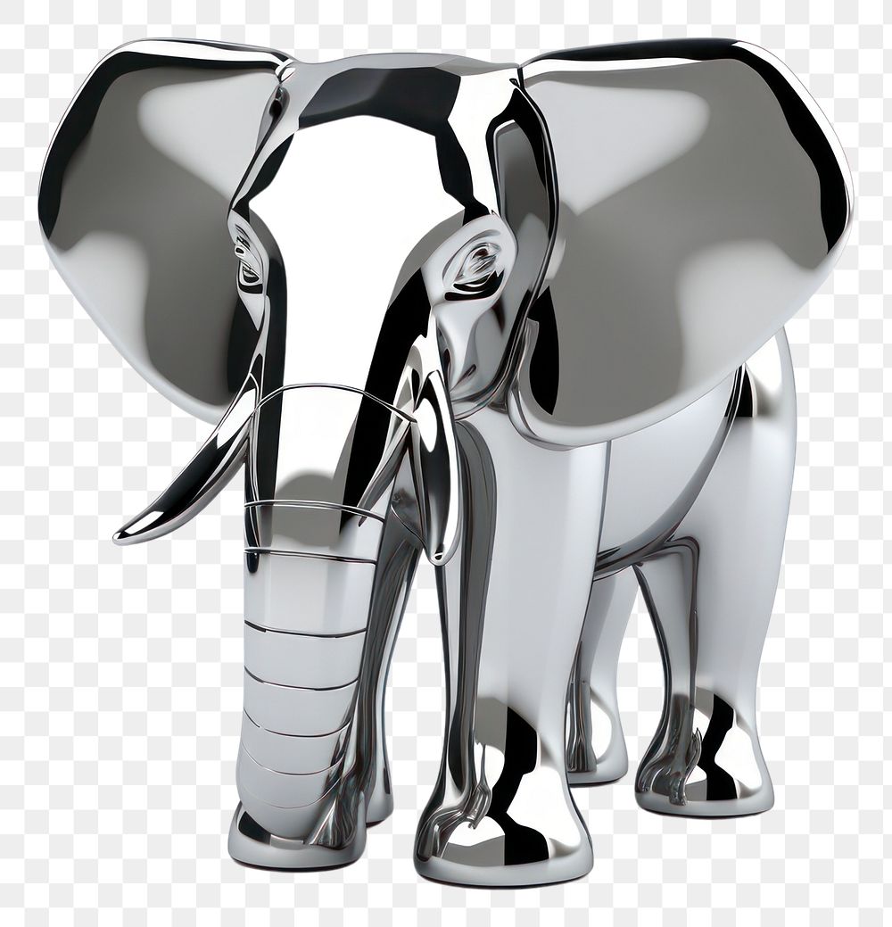 PNG Elephant silver white background representation.