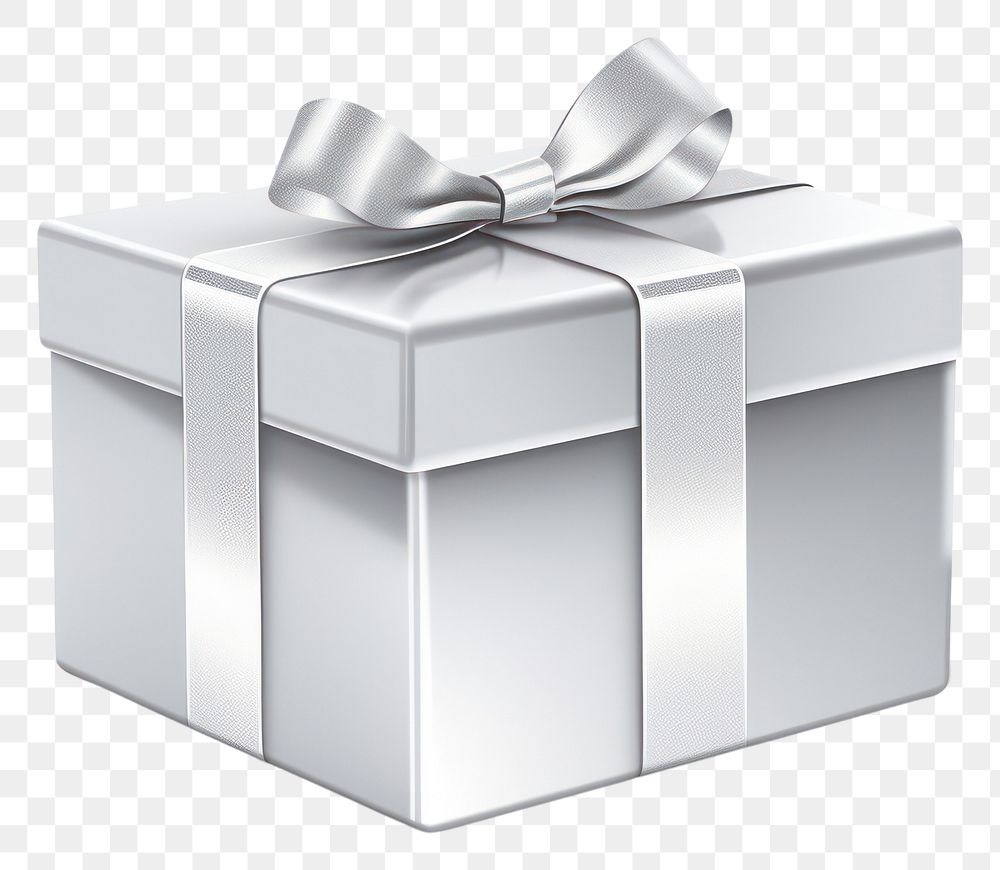 PNG Gift box silver shiny.