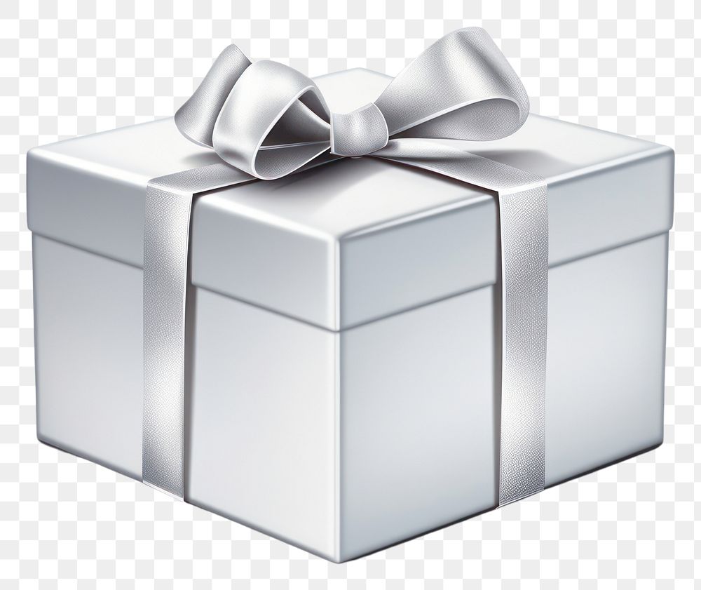 PNG Gift box silver shiny.