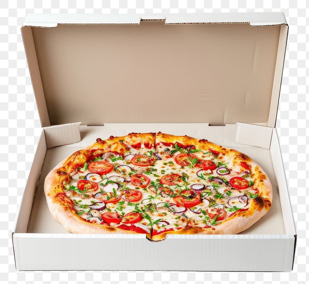 PNG Pizza box mockup food white background vegetable.
