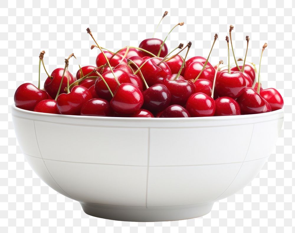 PNG Cherries in a bowl cherry fruit plant. AI generated Image by rawpixel.