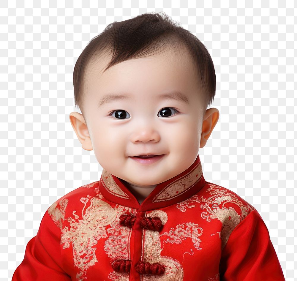 PNG Chinese toddler boy portrait baby white background. AI generated Image by rawpixel.