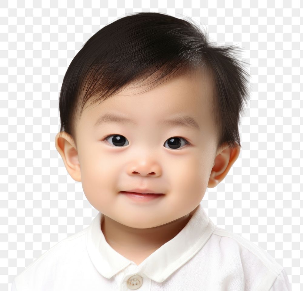 PNG Chinese toddler boy portrait baby white background. AI generated Image by rawpixel.