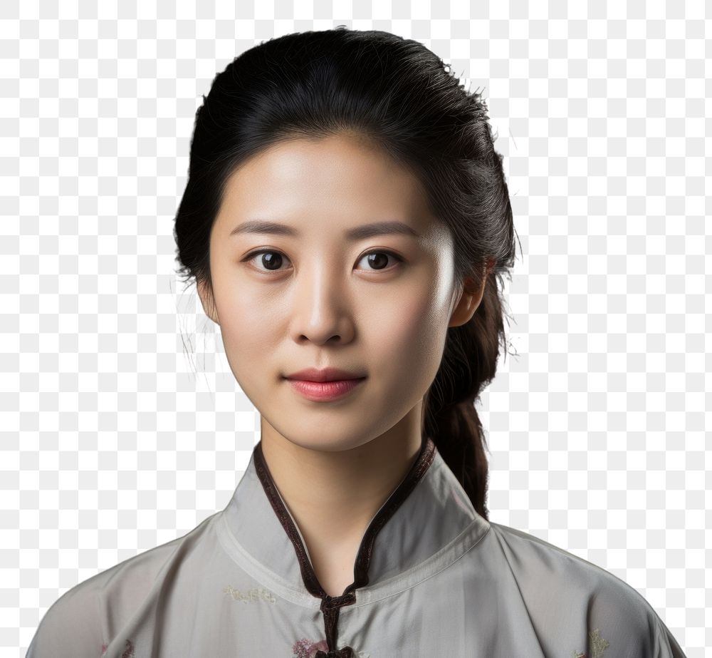 PNG Common looking chinese woman photo white background portrait adult photography. AI generated Image by rawpixel.