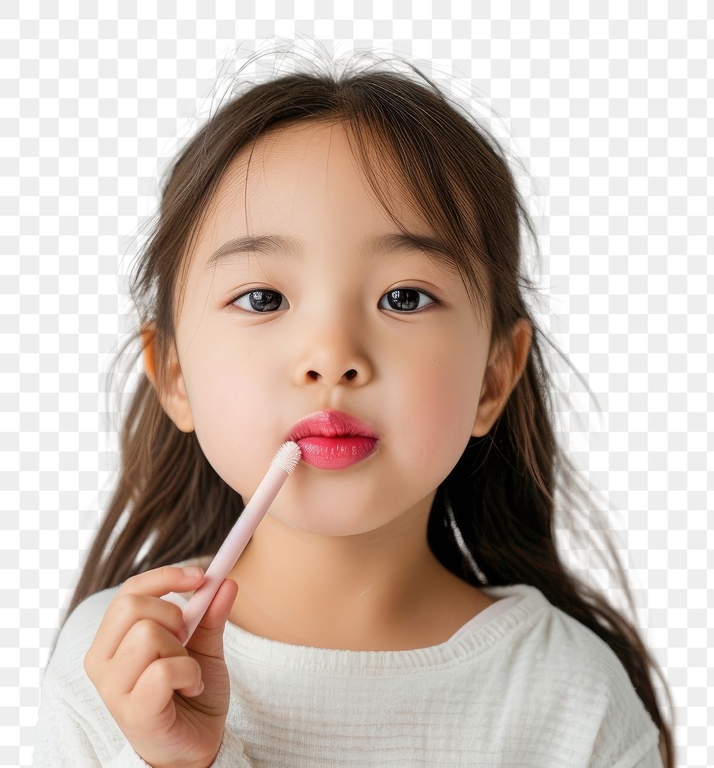 PNG Little south east asian girl toothbrush cosmetics portrait.