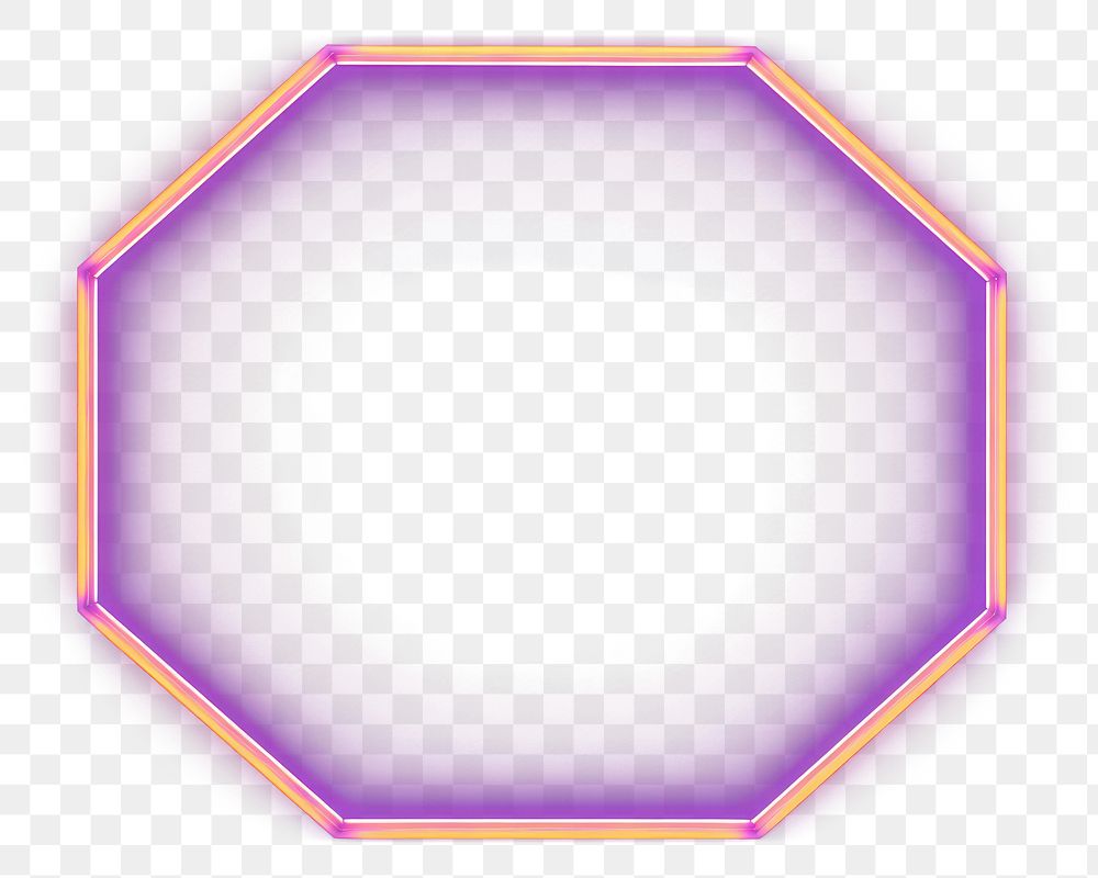 PNG Neon frame hexagon purple violet.