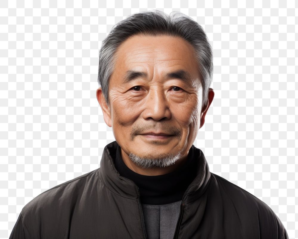 PNG Middle aged chinese man photo portrait adult white background. AI generated Image by rawpixel.