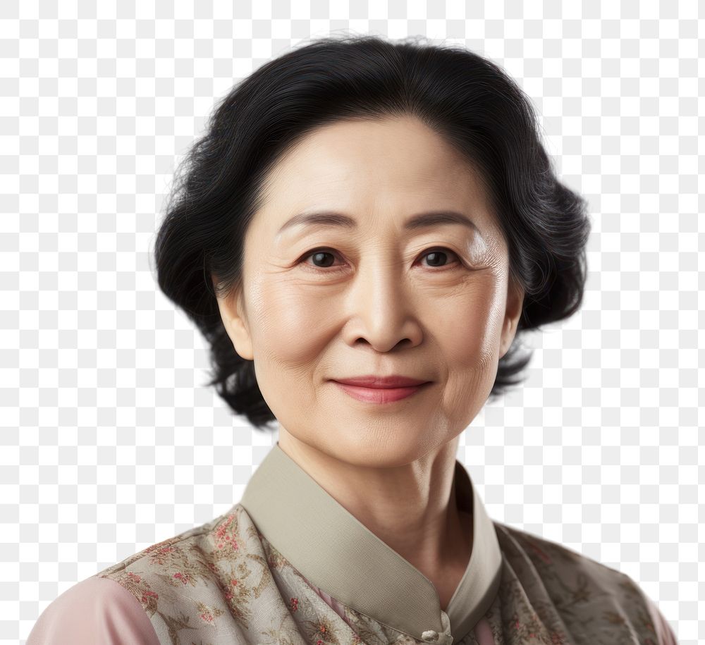 PNG Middleaged chinese woman photo portrait adult smile. AI generated Image by rawpixel.