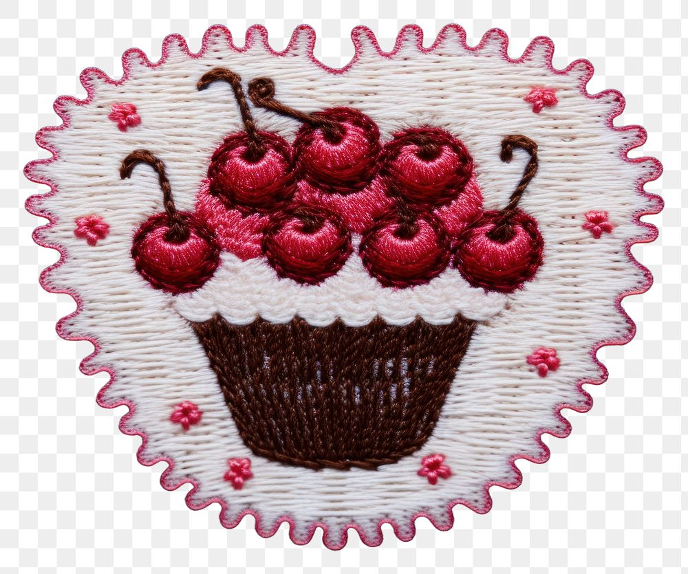 PNG  Embroidery cake cupcake dessert.