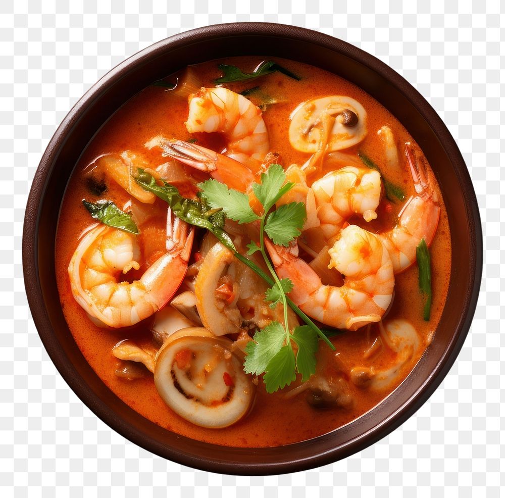 PNG Tom Yum Goong soup plate food.