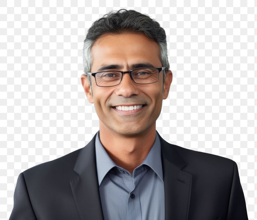 PNG South asian businessman adult smile happy