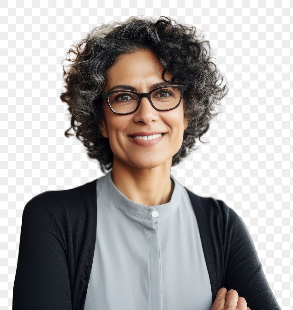 PNG South asian businesswoman glasses adult smile.