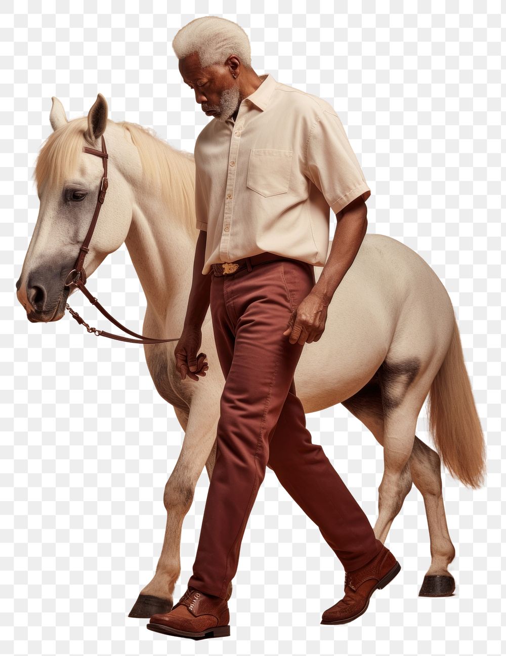 PNG Cream shirt and pant mockup horse mammal animal.