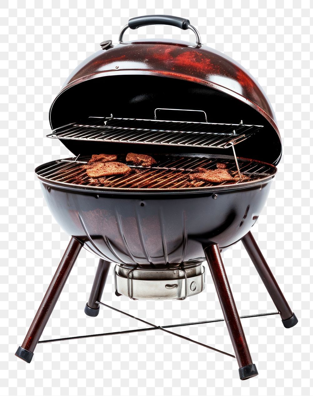 PNG Kettle barbecue grill grilling white background grilled.