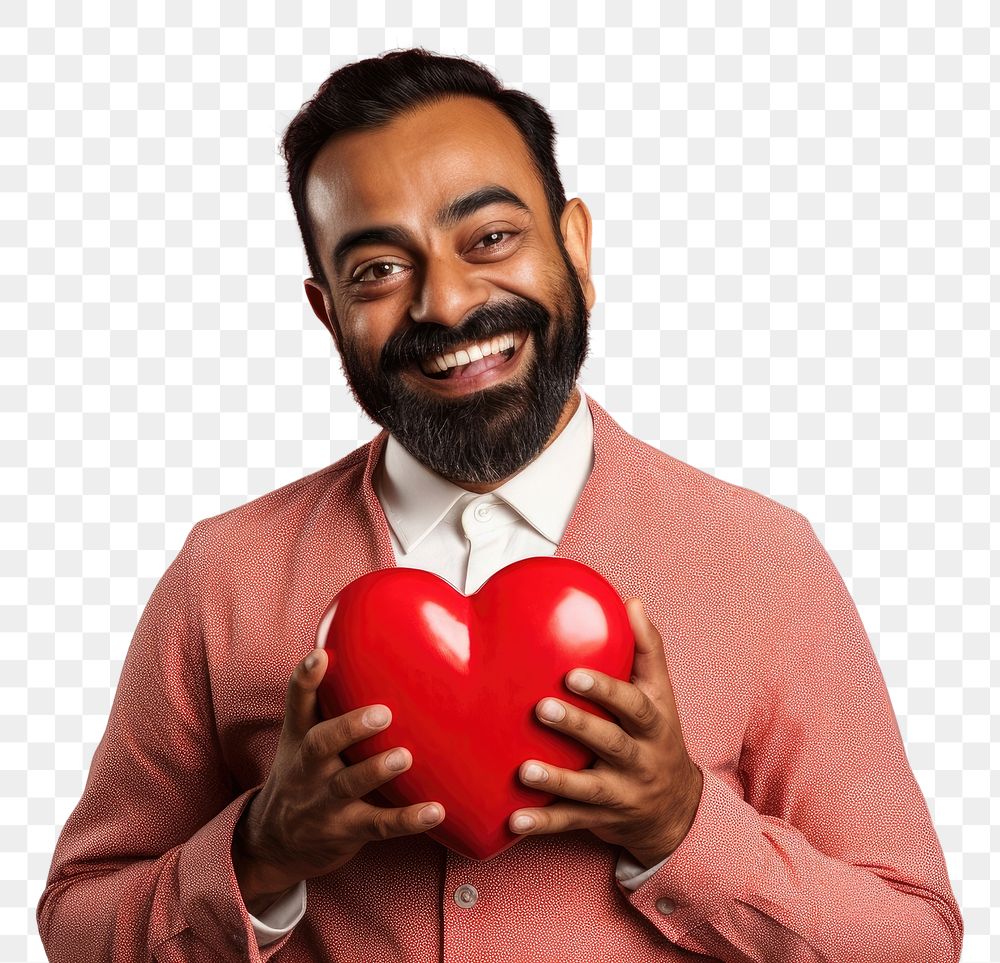 PNG Indian male holding a heart sports love celebration.