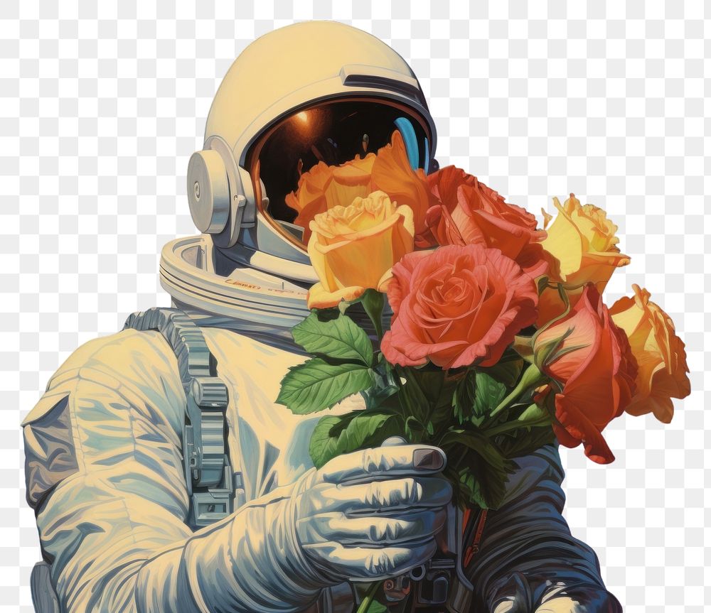 PNG Flower astronaut painting petal.