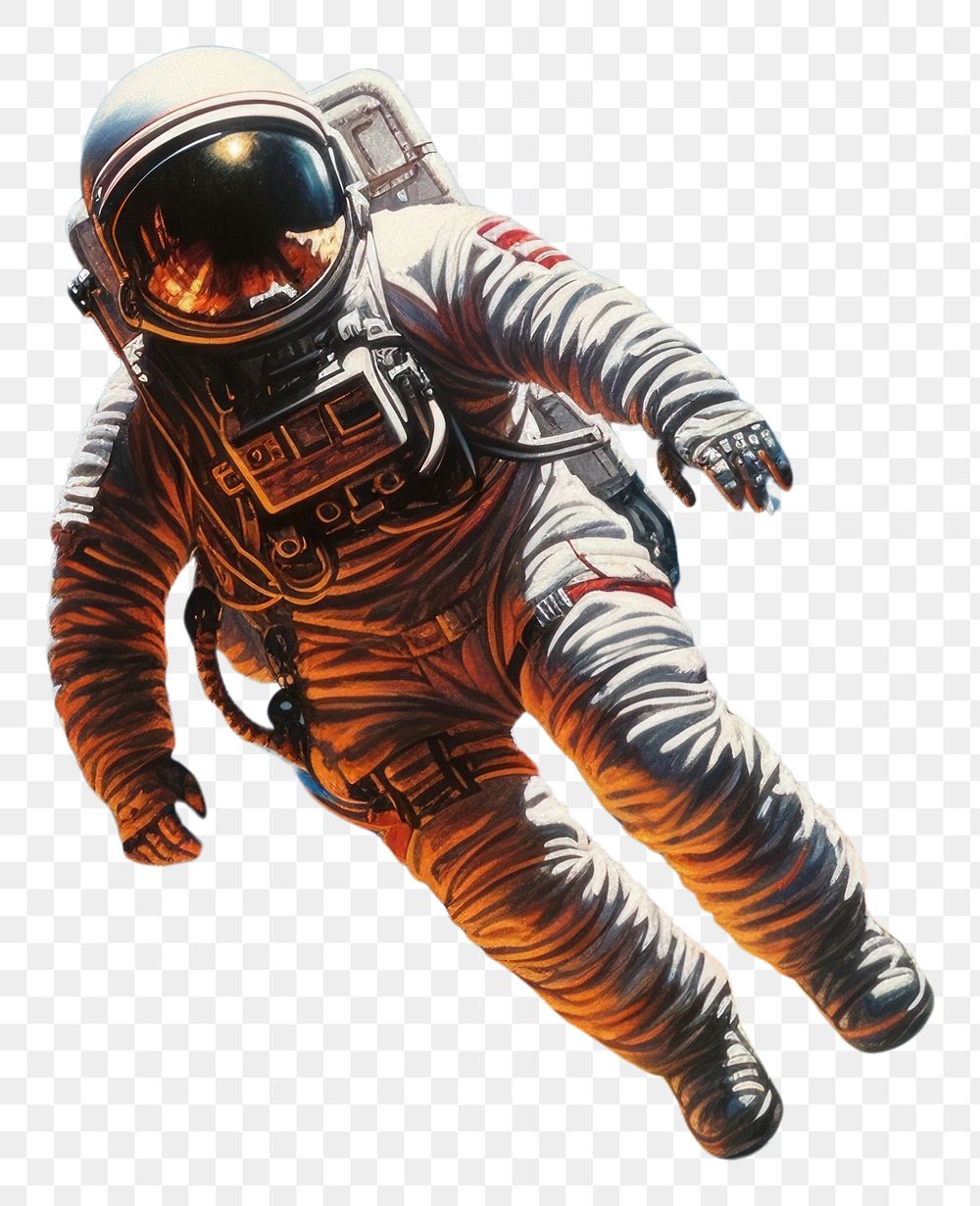 PNG Astronaut floating on the rainbow universe space illuminated