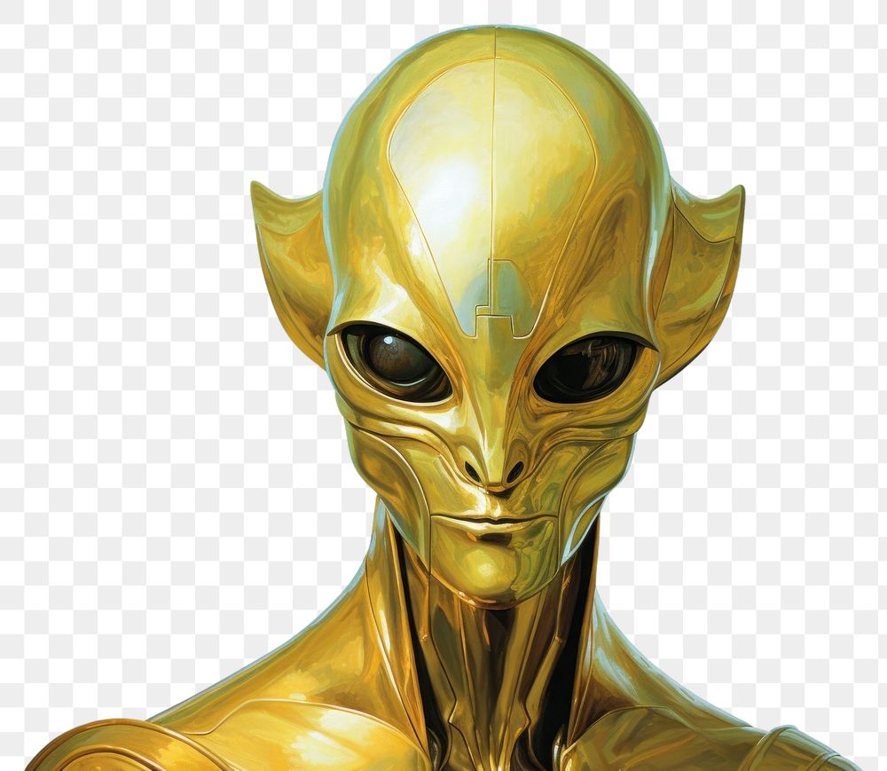 PNG Gold alien representation disguise portrait.
