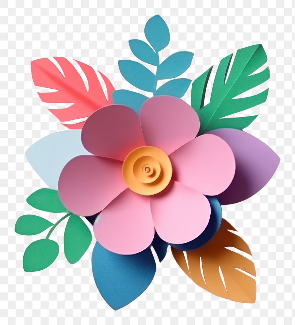 PNG Flower paper pattern craft plant.
