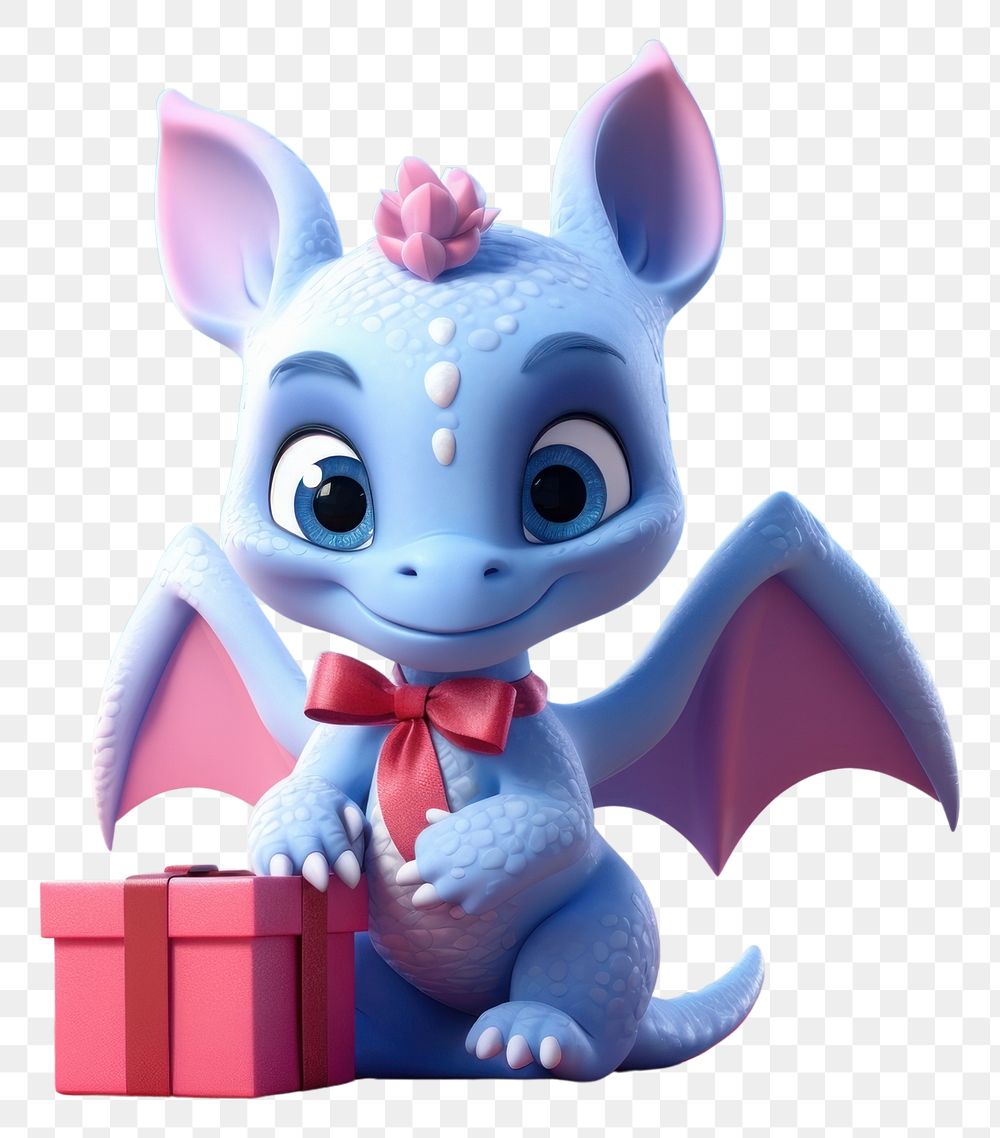 PNG  Cute dragon holding present box background cartoon representation celebration.