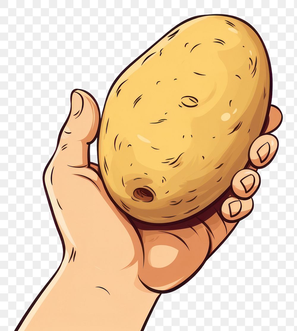 PNG Human hand holding a potato cartoon food freshness.