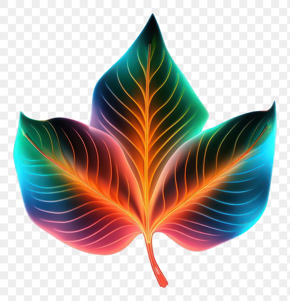 PNG  Leaf shape neon background pattern nature light. AI generated Image by rawpixel.