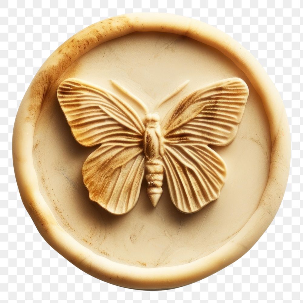 PNG Seal Wax Stamp butterfly white background insect circle.