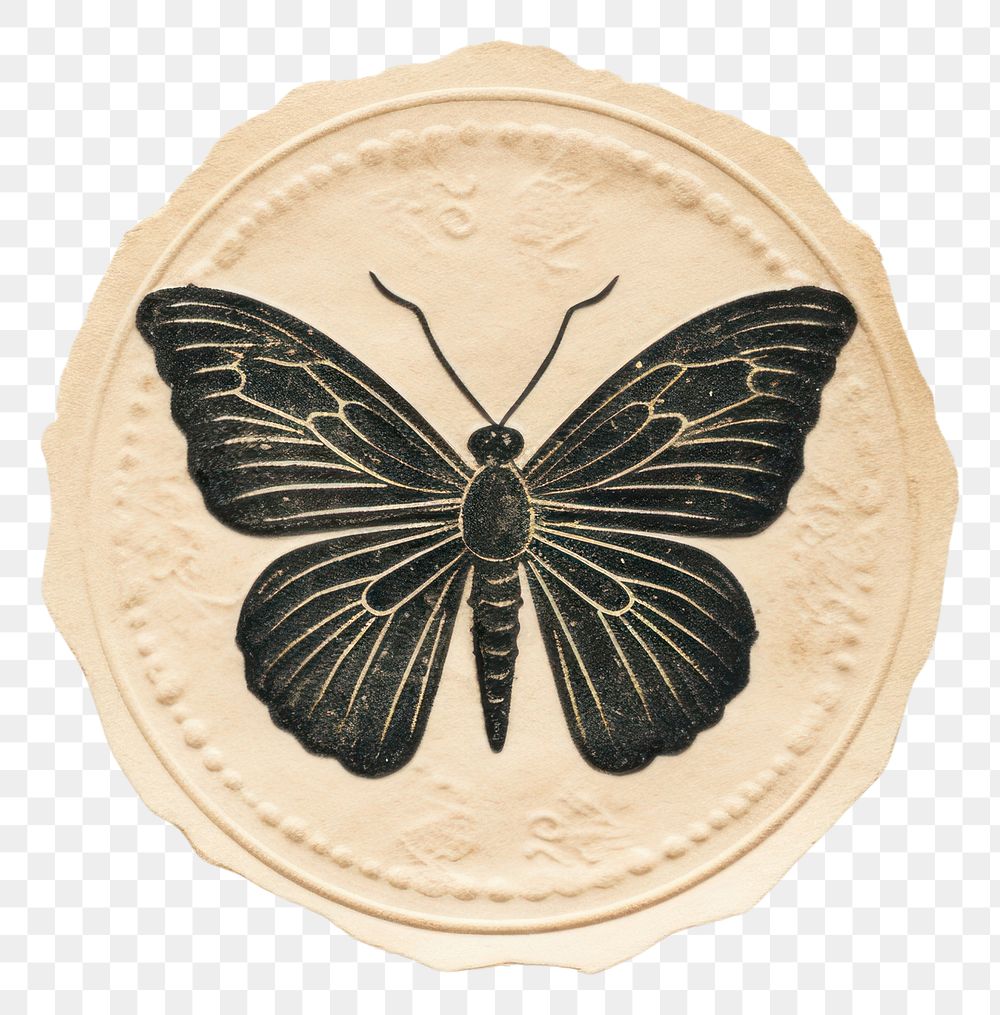 PNG Seal Wax Stamp butterfly white background confectionery currency.